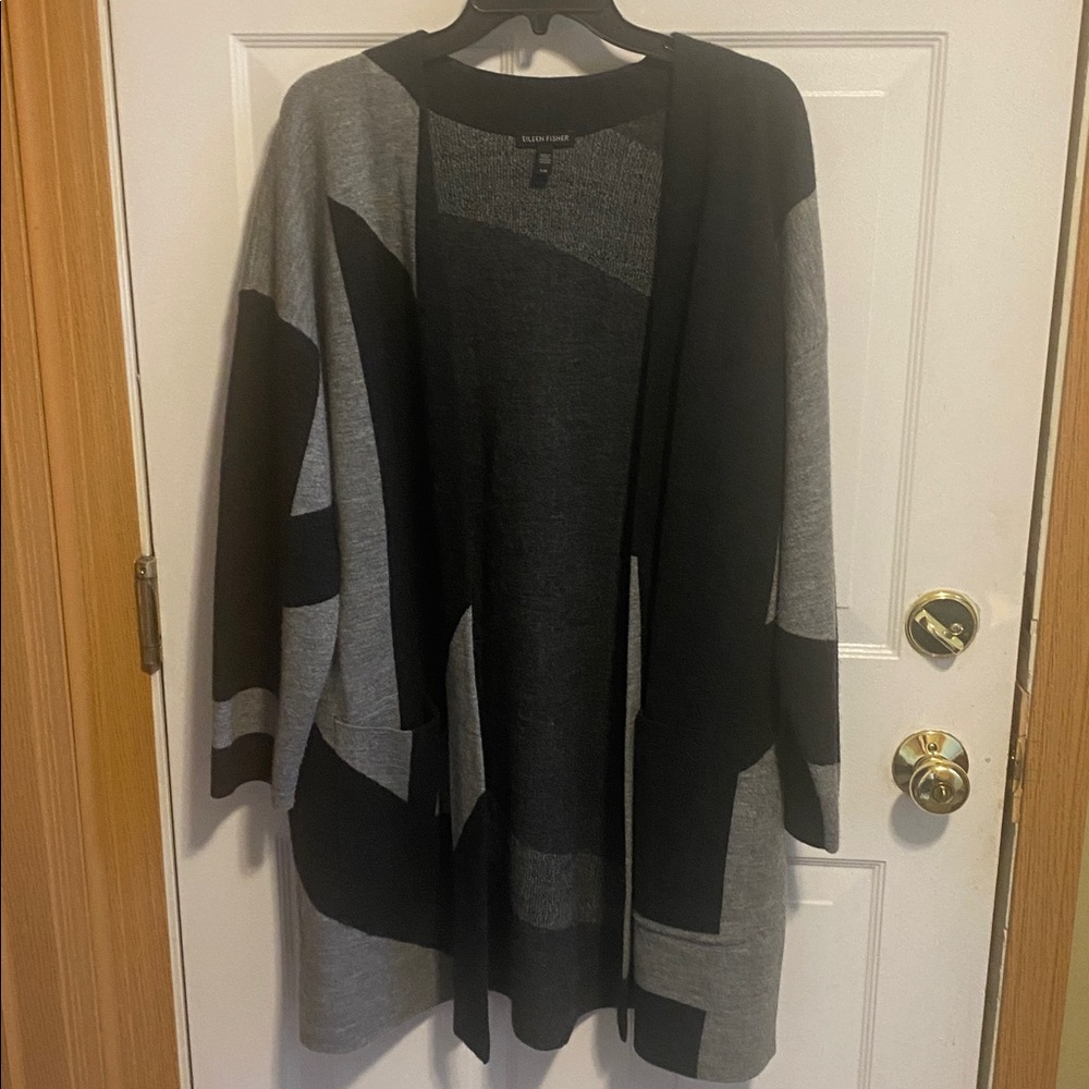 Chic Eileen Fisher merino wool sweater jacket